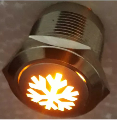 BOTÃO INTERRUPTOR AR CONDICIONADO UNIVERSAL EM METAL LED LARANJA 16mm