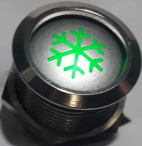 BOTÃO INTERRUPTOR AR CONDICIONADO UNIVERSAL EM METAL LED VERDE 19mm