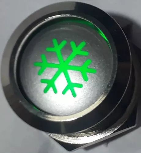 BOTÃO INTERRUPTOR AR CONDICIONADO UNIVERSAL EM METAL LED VERDE 19mm